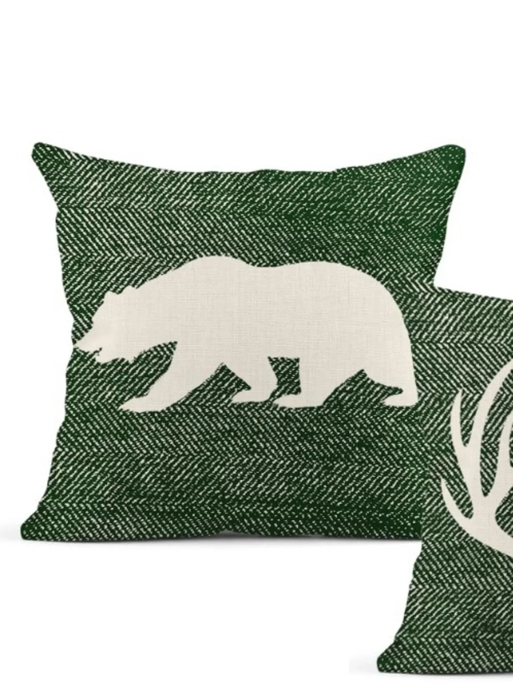 Holiday Pillow Cover Set Square 18x18” - Green Rustic